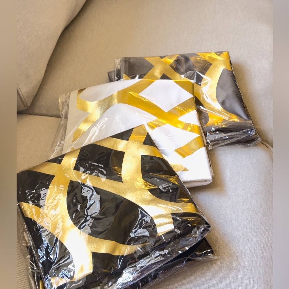 Two Luxury velvet  pillow grey,white, black with foil gold print Cover - Picture 9 of 17